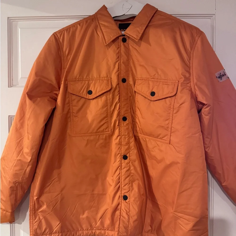 BOSS Men's Bright Orange Lightweight Shirt Jacket Like New